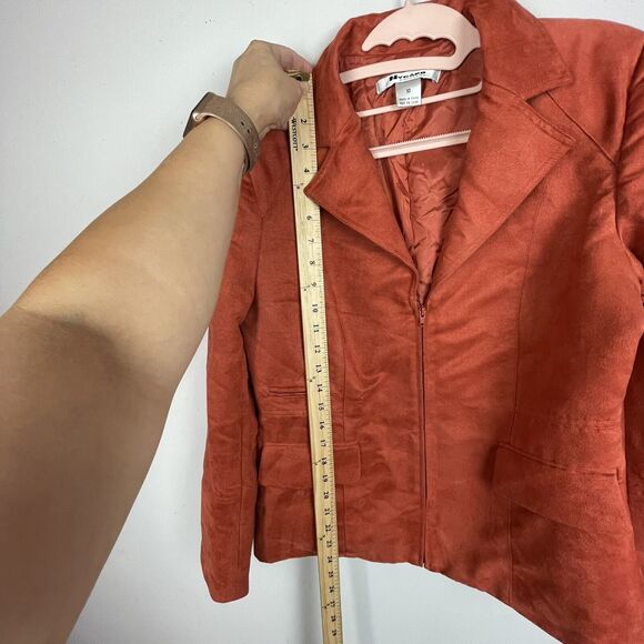 Nygard Collection Women's Orange Lined Collared Zipper Faux Suede Jacket Size 10 - Picture 11 of 11